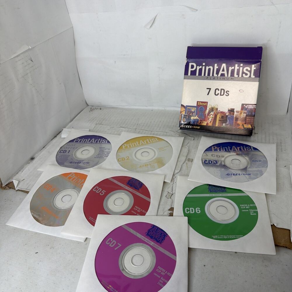 Print Artist 8.0 Platinum & Art Mania 7 Discs Set In Box As Pictured Discs Only